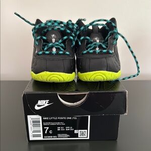 Nike Little Posite One Kids Shoes - Black and Volt